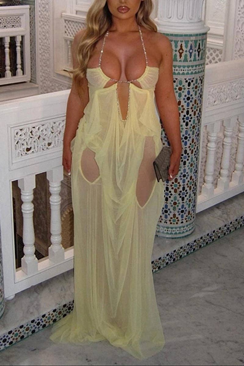 Elegant Sleeveless Cutout Maxi Dress