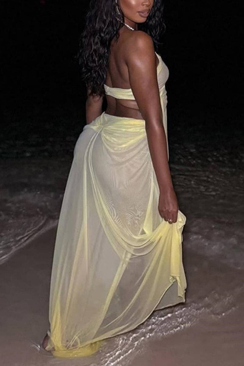 Elegant Sleeveless Cutout Maxi Dress