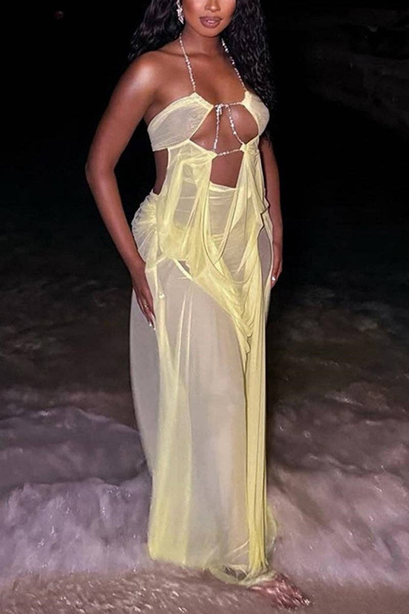 Elegant Sleeveless Cutout Maxi Dress