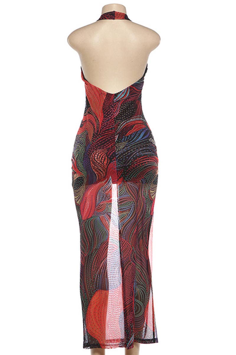 Abstract Halter Dress