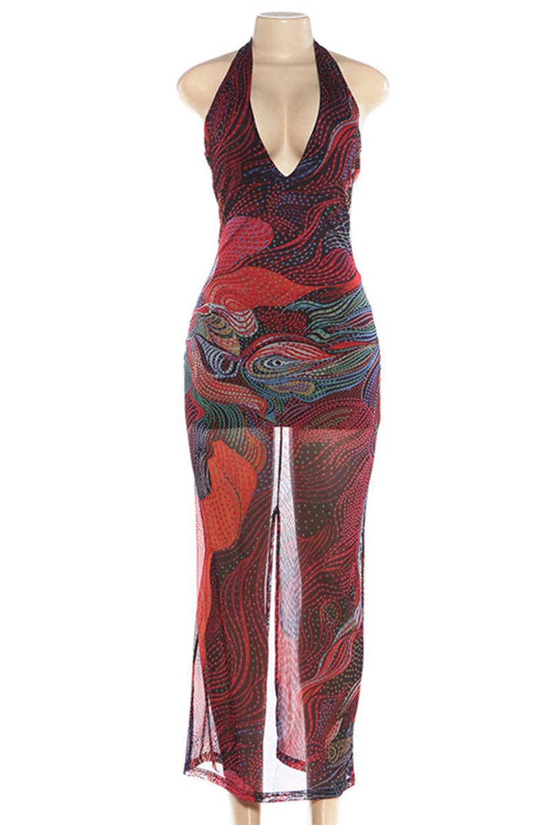 Abstract Halter Dress