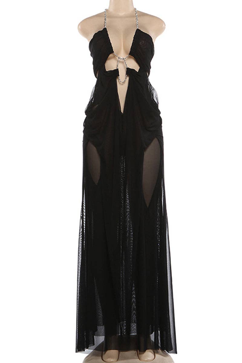 Elegant Sleeveless Cutout Maxi Dress