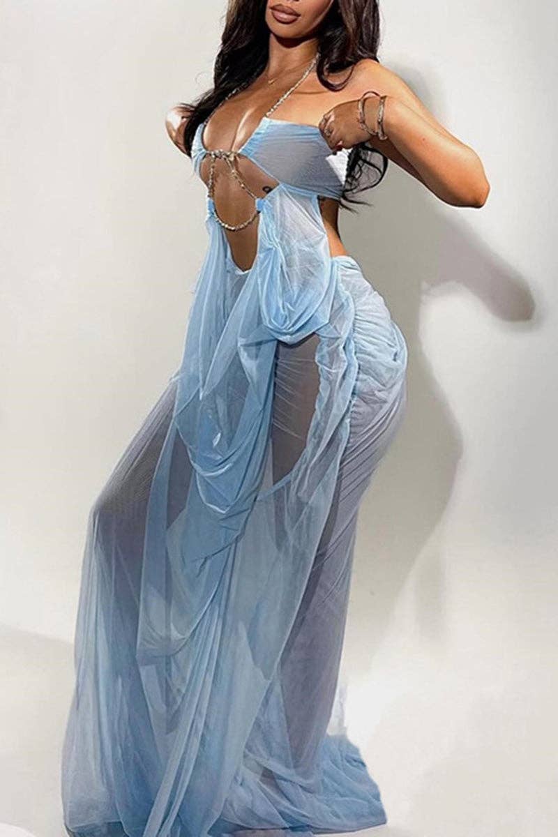 Elegant Sleeveless Cutout Maxi Dress