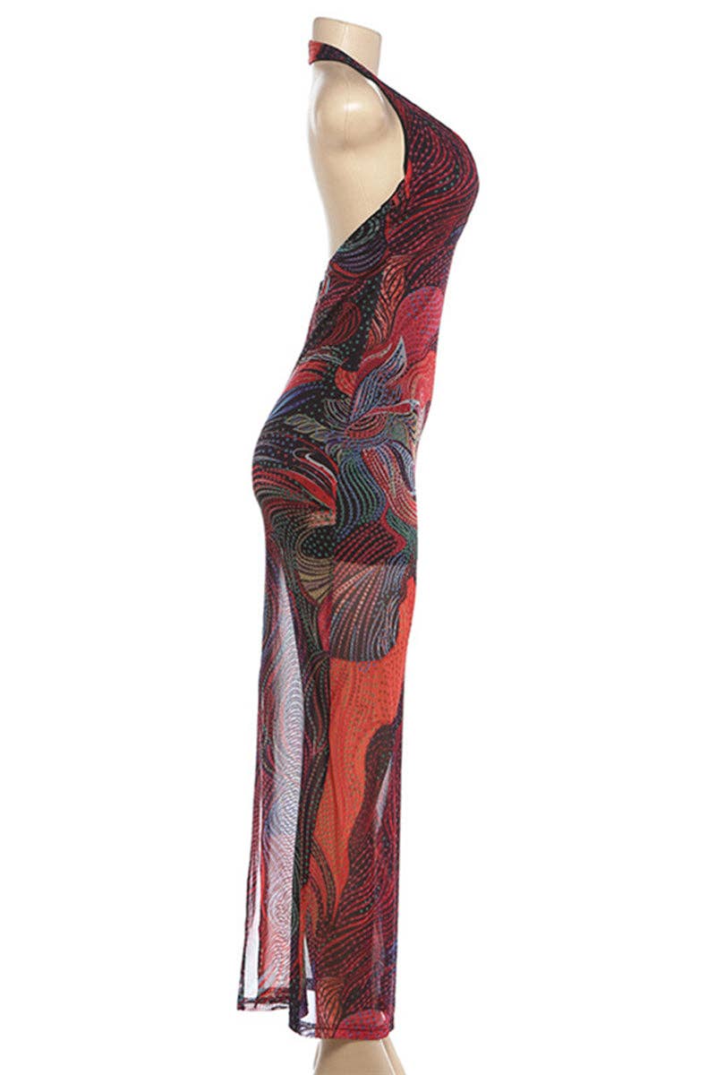 Abstract Halter Dress